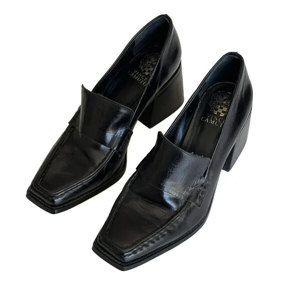 Vince Camuto Black Loafers Women's Segellis Block-Heel Tailored Sz 9 EUC - Picture 4 of 10